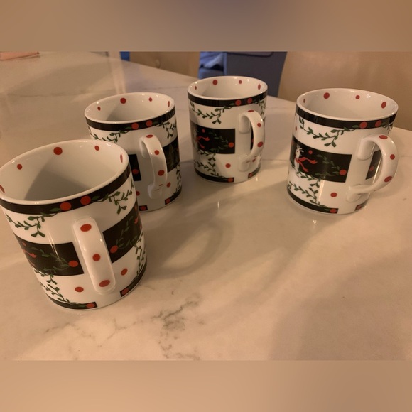 Bridget Dobson Cocky Twos Holiday Mug Set 4 Cockatoo Coffee Tea Cups New in Box - Picture 5 of 12